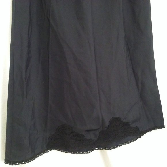 Vintage 50s-60s Aline Half Slip Comfort Waist Lingerie -S Nylon/Rayon Lace Black - Picture 3 of 9